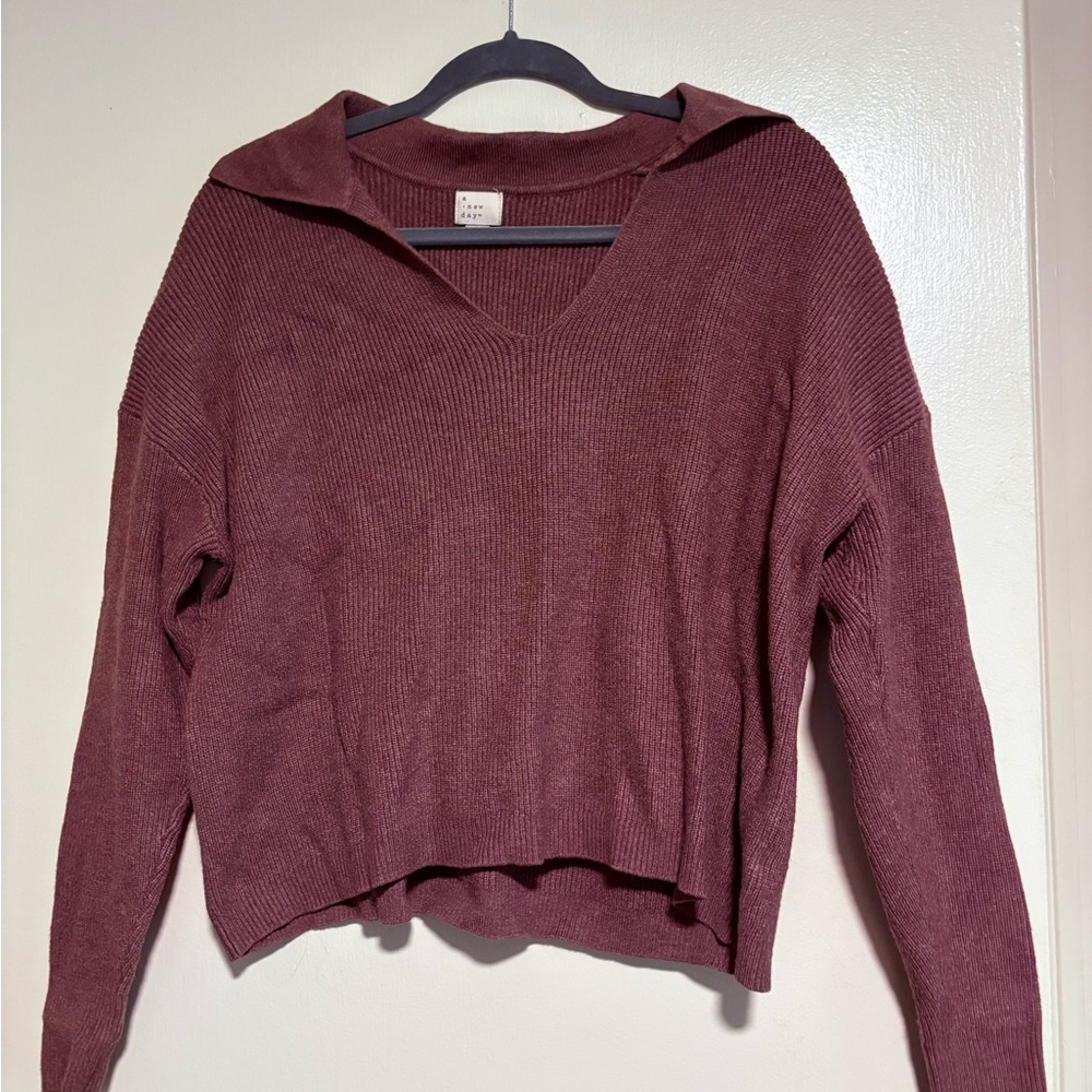 a new day Maroon V-Neck Sweater